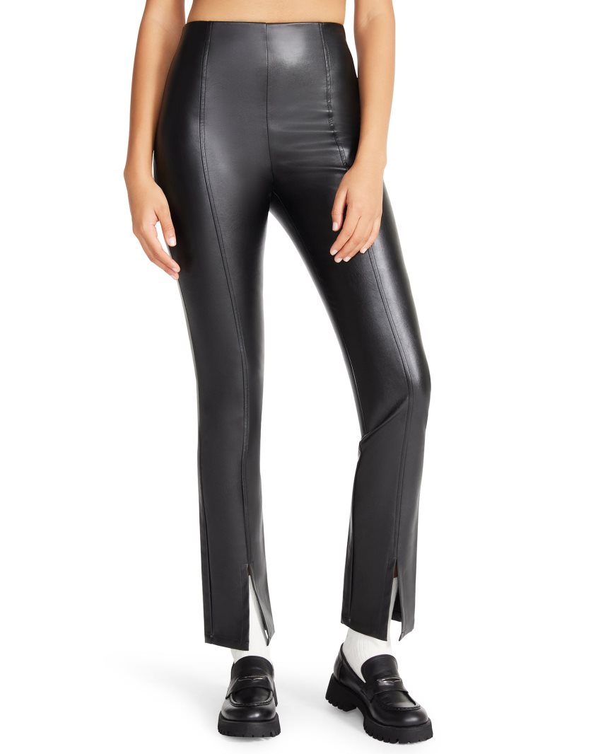 Pantalones Steve Madden Slit Front Faux Cuero Mujer Negras | ES CJ4321